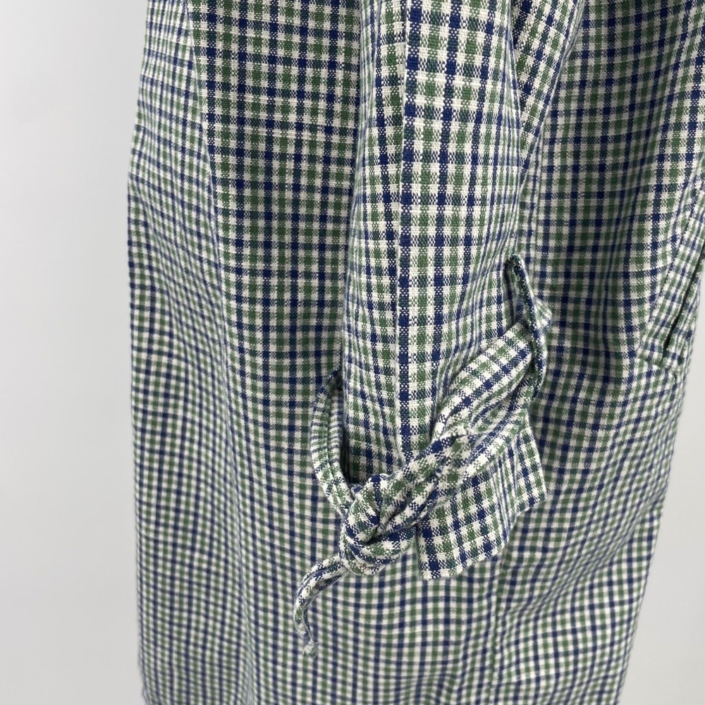 Zara Basic Gingham Check Long Coat Green Blue Whi… - image 9